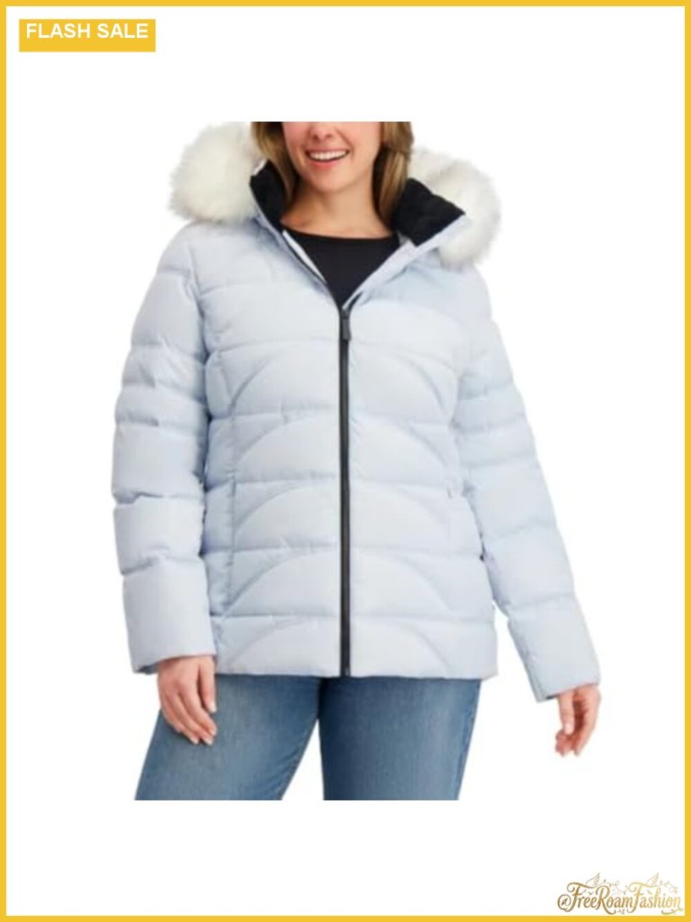 Women's Quilted Puffer Jacket Faux Fur Hood Storm Cuffs Winter Coat